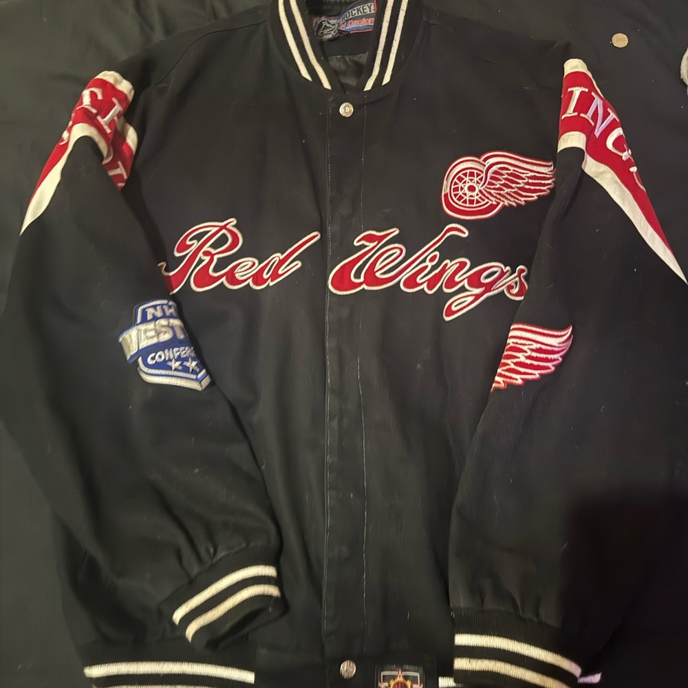 NHL Detroit Red Wings Black Bomber Jacket
